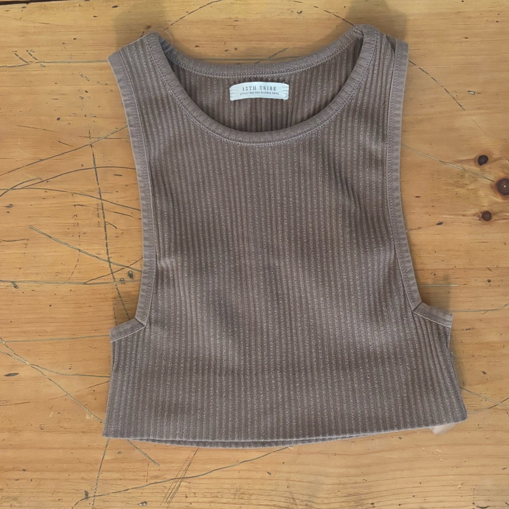 12th Tribe Tan Ribbed Crop Top